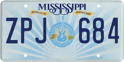 MS license plate ZPJ684