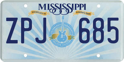 MS license plate ZPJ685