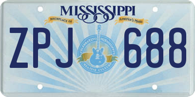 MS license plate ZPJ688
