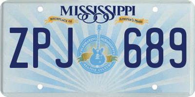MS license plate ZPJ689