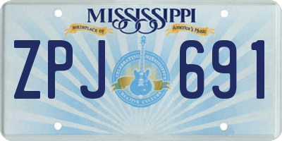 MS license plate ZPJ691