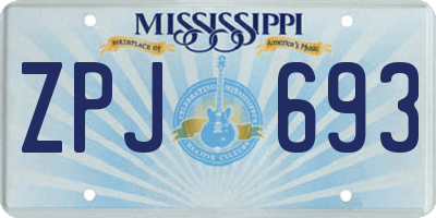 MS license plate ZPJ693