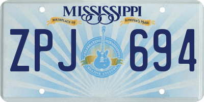 MS license plate ZPJ694