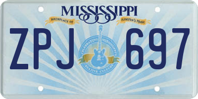 MS license plate ZPJ697