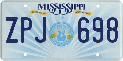 MS license plate ZPJ698