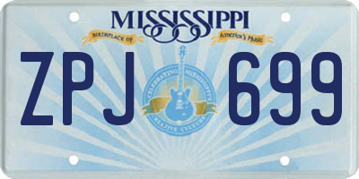 MS license plate ZPJ699