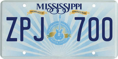 MS license plate ZPJ700