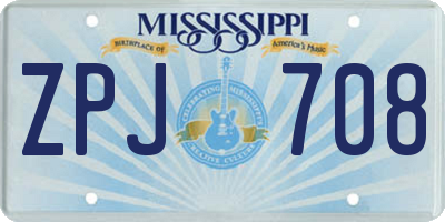 MS license plate ZPJ708