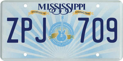 MS license plate ZPJ709