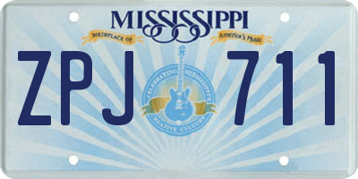 MS license plate ZPJ711
