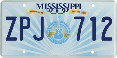 MS license plate ZPJ712