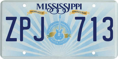 MS license plate ZPJ713