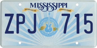 MS license plate ZPJ715