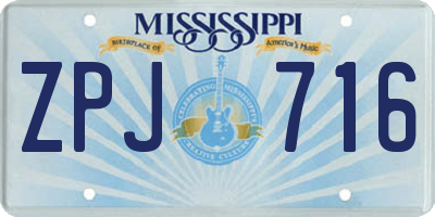 MS license plate ZPJ716