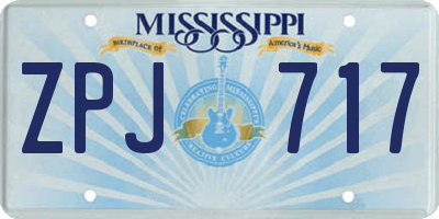 MS license plate ZPJ717