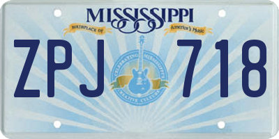 MS license plate ZPJ718
