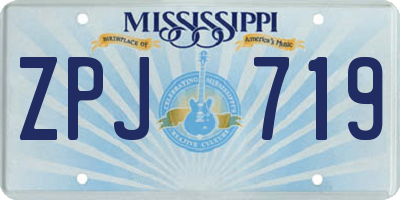 MS license plate ZPJ719