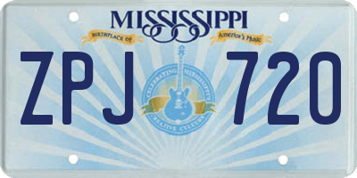 MS license plate ZPJ720