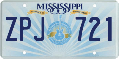 MS license plate ZPJ721