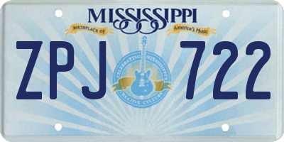 MS license plate ZPJ722