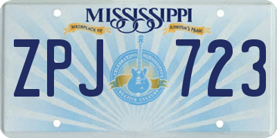 MS license plate ZPJ723
