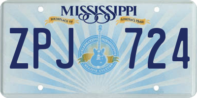 MS license plate ZPJ724