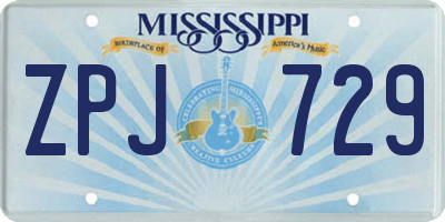 MS license plate ZPJ729