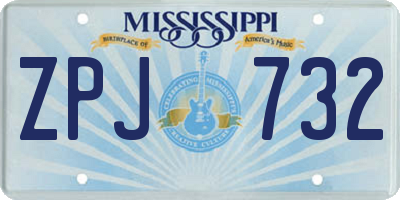 MS license plate ZPJ732
