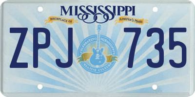 MS license plate ZPJ735