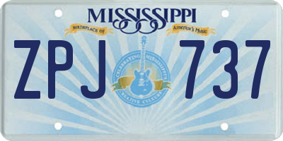 MS license plate ZPJ737