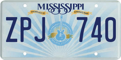 MS license plate ZPJ740