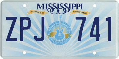MS license plate ZPJ741