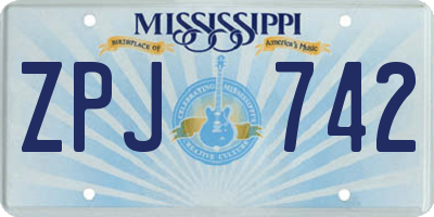 MS license plate ZPJ742