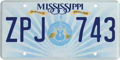 MS license plate ZPJ743