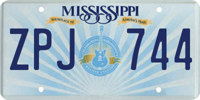 MS license plate ZPJ744