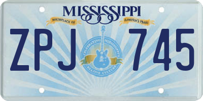 MS license plate ZPJ745