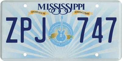 MS license plate ZPJ747