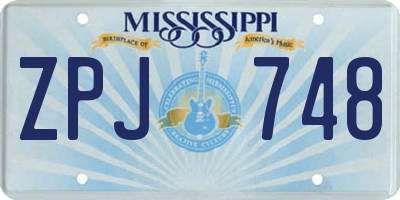 MS license plate ZPJ748