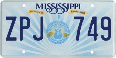 MS license plate ZPJ749