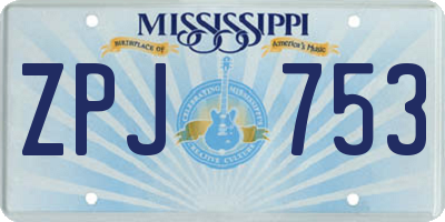 MS license plate ZPJ753