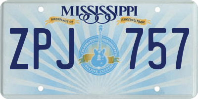 MS license plate ZPJ757