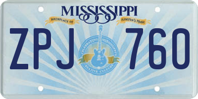 MS license plate ZPJ760