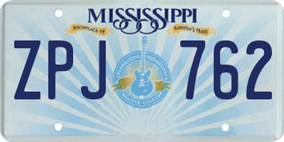 MS license plate ZPJ762