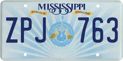MS license plate ZPJ763