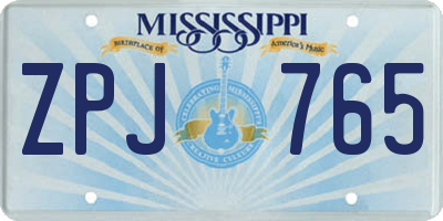 MS license plate ZPJ765