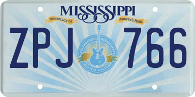 MS license plate ZPJ766