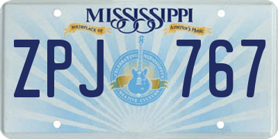 MS license plate ZPJ767