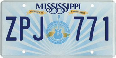 MS license plate ZPJ771