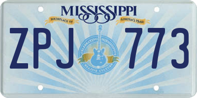 MS license plate ZPJ773