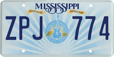 MS license plate ZPJ774